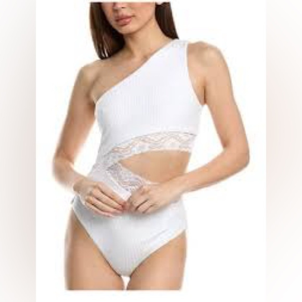 NWT Beach Riot White One Shoulder Swimsuit with lace